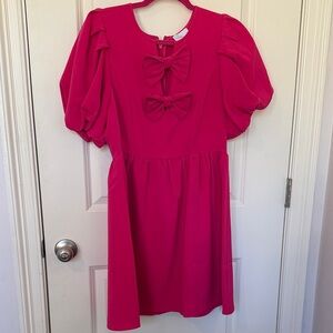 Charming Pink Dress with Bow Accents